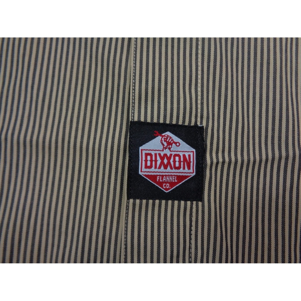 Dixxon Workforce Mechanic Mens L Button Up Tan Striped Short Sleeve Shirt - Picture 4 of 11
